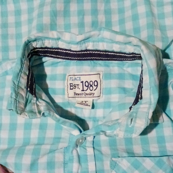 PLACE EST 1989 Blue and White Gingham Long Sleeve Top - Picture 3 of 3